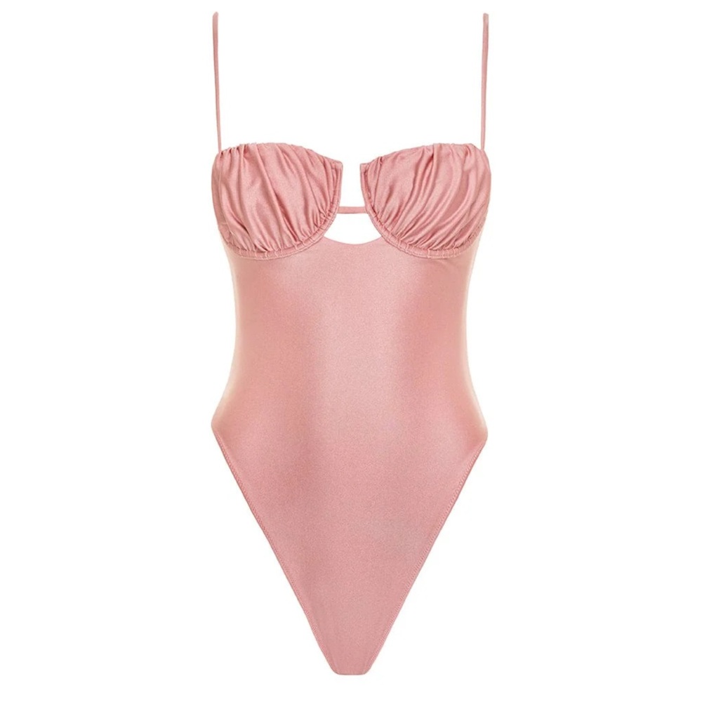 Montce Pink Satin Petal One Piece NWT - Picture 2 of 10